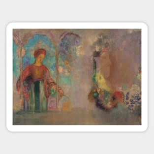 Woman in a Gothic Arcade by Odilon Redon Magnet